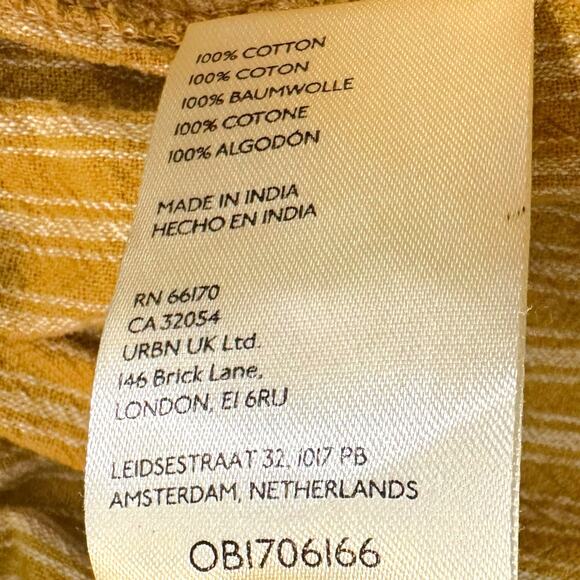 Free People Runyon Oversized Stripe Pants Mustard Medium Harem Bohemian NEW - Picture 11 of 12